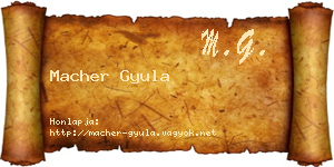 Macher Gyula névjegykártya