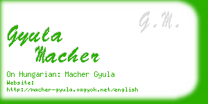 gyula macher business card